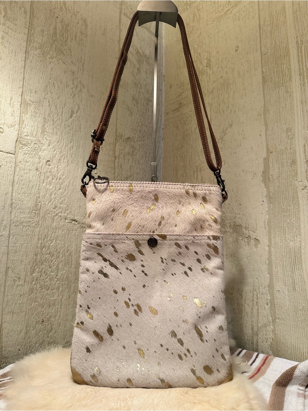 Myra Bag Cream Crossbody with Gold Speckle
